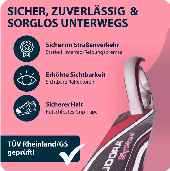 Productafbeelding Hudora Scooter reuzenrad RX205 Step - Magenta / Zilver