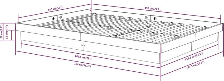 Immagine prodotto vidaXL Bettgestell (140 x 190 cm)