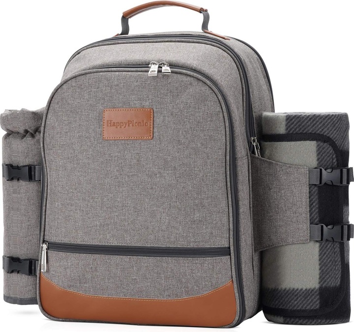 Image du produit HappyPicnic Sac à dos de pique-nique avec accessoires, gris