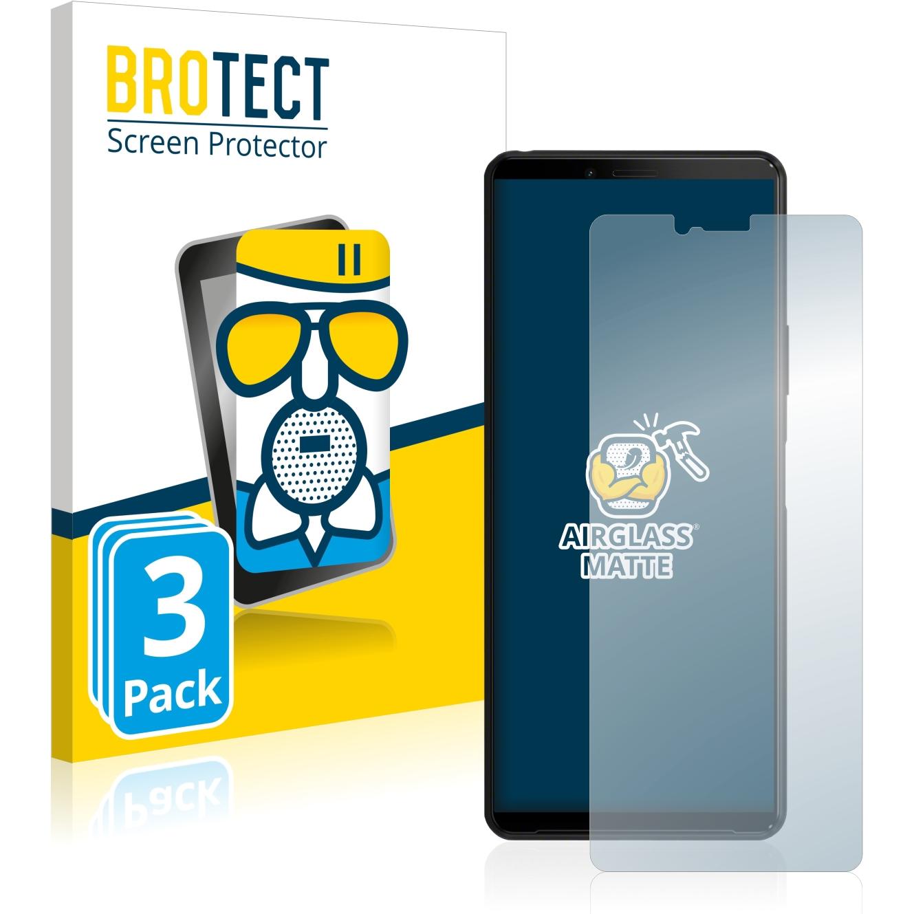 BROTECT AirGlass Panzerglasfolie Matt (3 Stück, Sony Xperia 10 II), Smartphone Schutzfolie, Grau