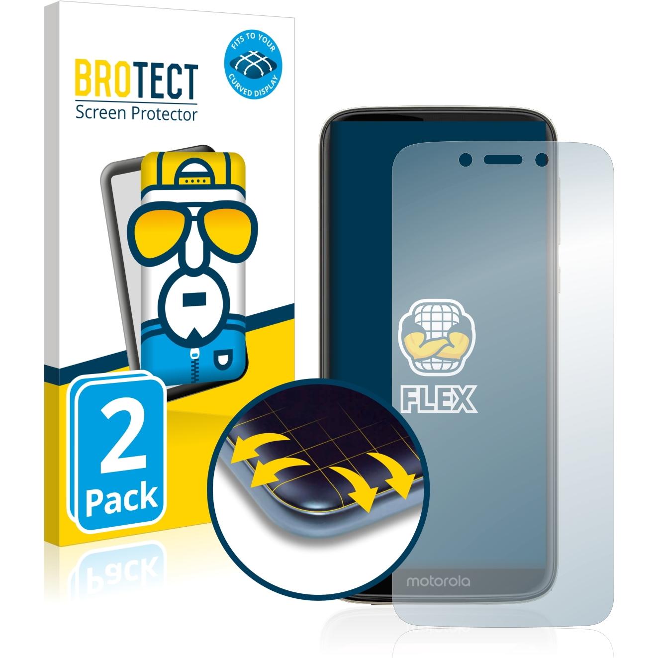 BROTECT Full-Cover Displayschutz (2 Stück, Motorola Moto G7 Play), Smartphone Schutzfolie, Transparent