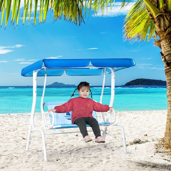Immagine prodotto Outsunny Altalena Hollywood per bambini con tettuccio regolabile ad angolo (Poltrona per bambini)