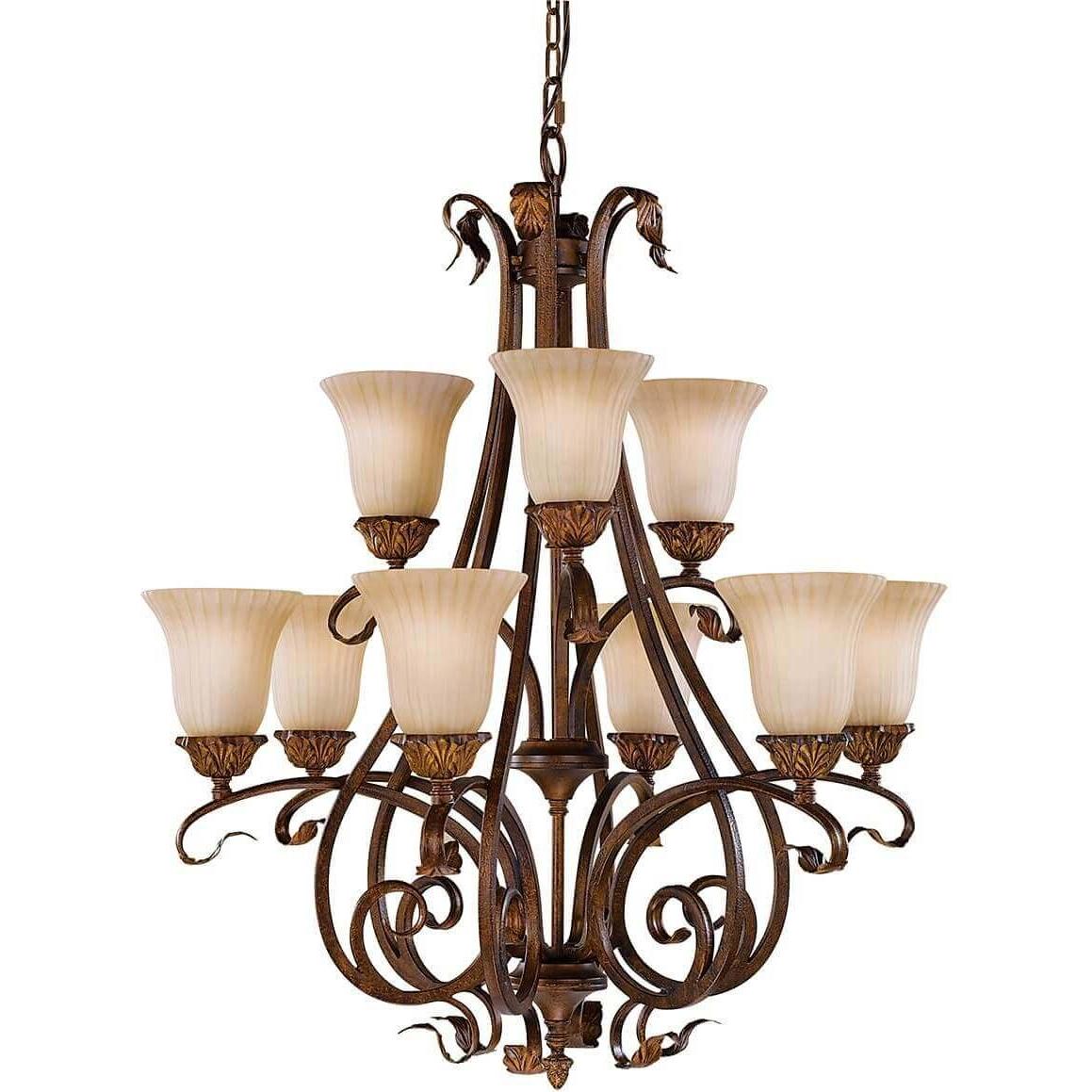 Elstead Lighting, Kronleuchter, Sonoma Valley Kronleuchter E27 9-fach Gealterter Schildpatt (78.70 cm)