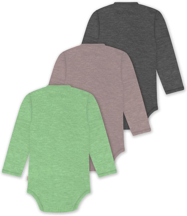 Produktbild Normani 3er Set Baby-Body Wickelbody Langarm Toddler-Bodysuit aus Merinowolle - 9357 (74)