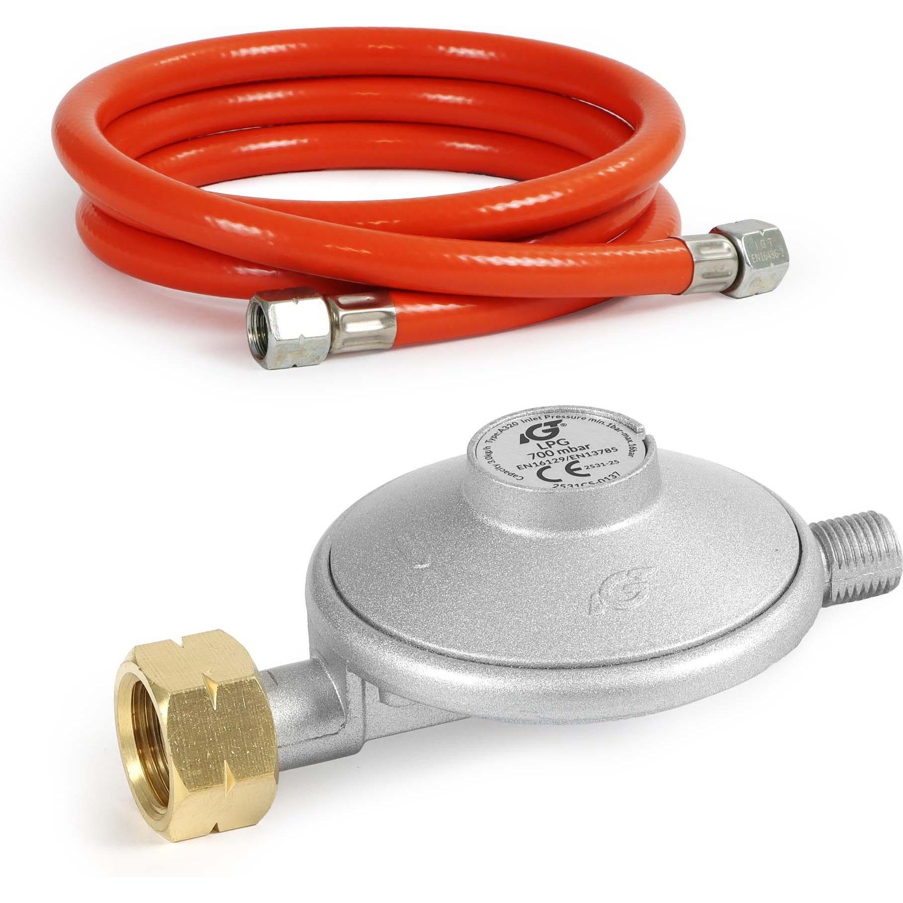 Wiltec, Grillausstattung + Ersatzteile, Gasdruckminderer Italien Gasdruckregler 700mbar 1,5m Gasschlauch Gas