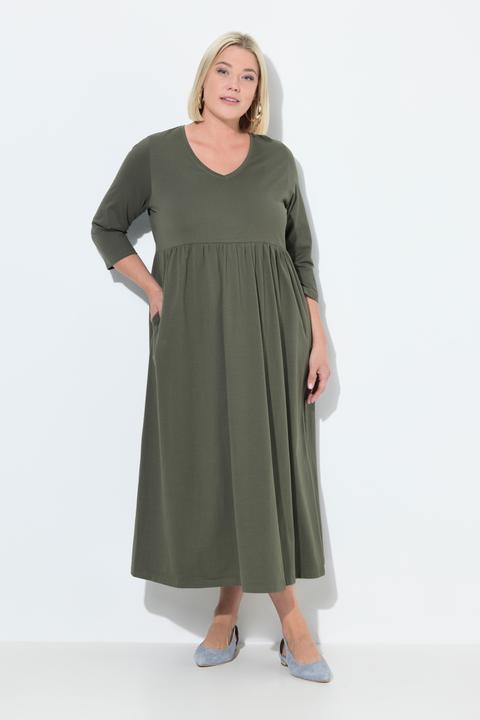 Produktbild Ulla Popken Jerseykleid, Empirenaht, V-Ausschnitt, 3/4-Arm, Taschen (62)