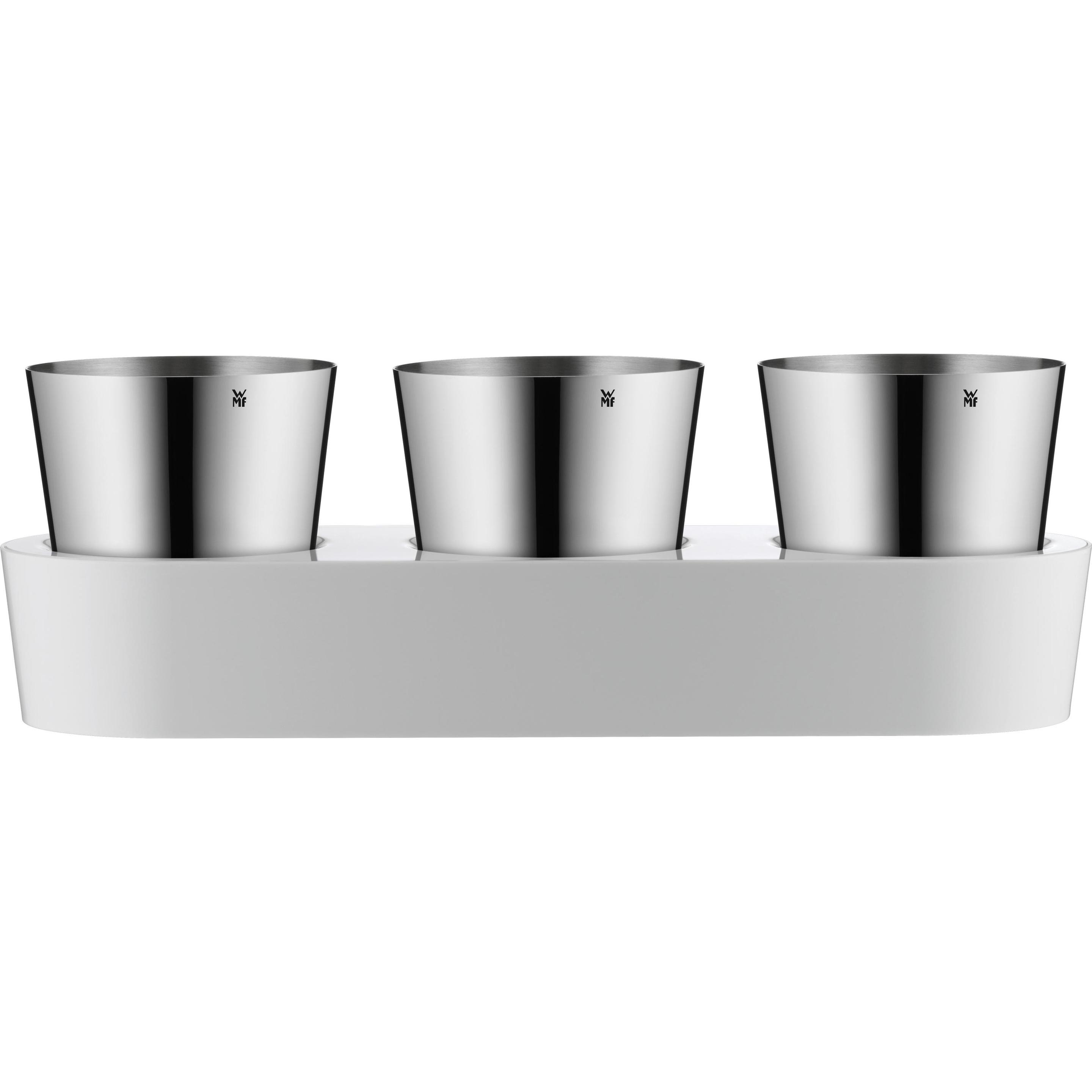 WMF, Blumentopf, Kräutertopf Set 3tlg mit Bewässerungssystem Gourmet Edelstahl Kunststoff (14 cm)