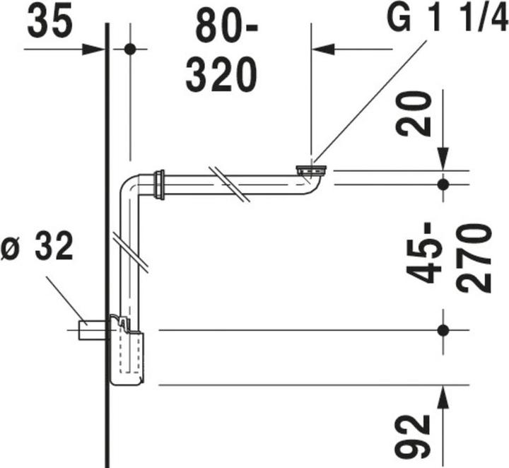 Actual product image Duravit Space-saving siphon 1 1/4" x 32 mm plastic wei 0050760000 (Tube siphon, 1 1/4")
