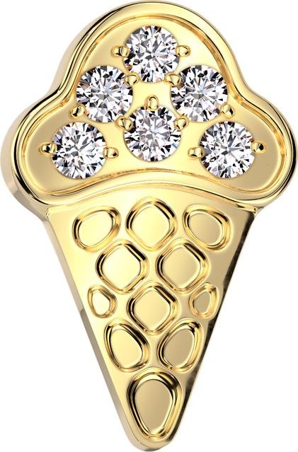 Produktbild Star Piercing Dermal Anchor Eiswaffel vergoldet Kristalle silber (Titan G23, ohne Messing)