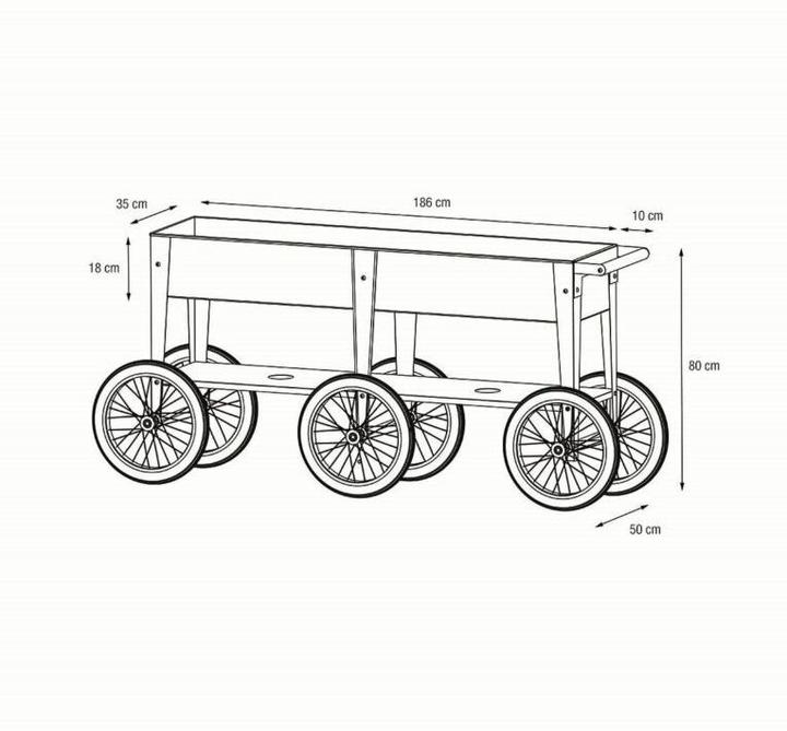 Actual product image Herstera raised bed Urban Garden Wheels, 150 x 35 x 80 cm, Matt Black