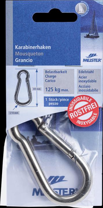 Produktbild Meister Karabinerhaken Edelstahl ø 8 mm 80 mm