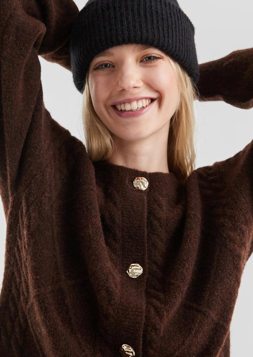 Produktbild s.Oliver Strickjacke Strickjacke mit Zopfmuster (M)