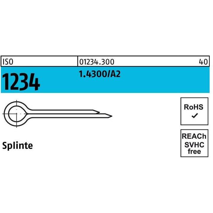 Meissel, Splinte ISO 1234 2,5 x 20 1.4300/A 2
