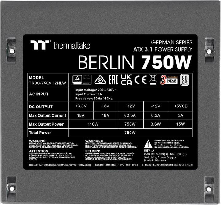 Productafbeelding Thermaltake TT Berlijn 750W ATX3.1 (nul watt) (750 W)