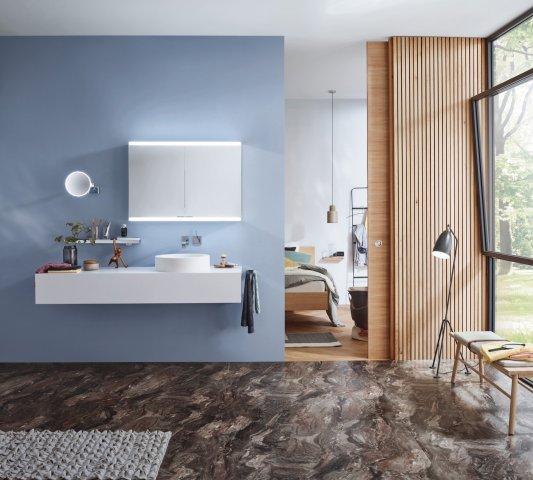 Actual product image Emco LED shaving/cosmetic mirror EVO round, wall model, 2-arm 3-fold chrome