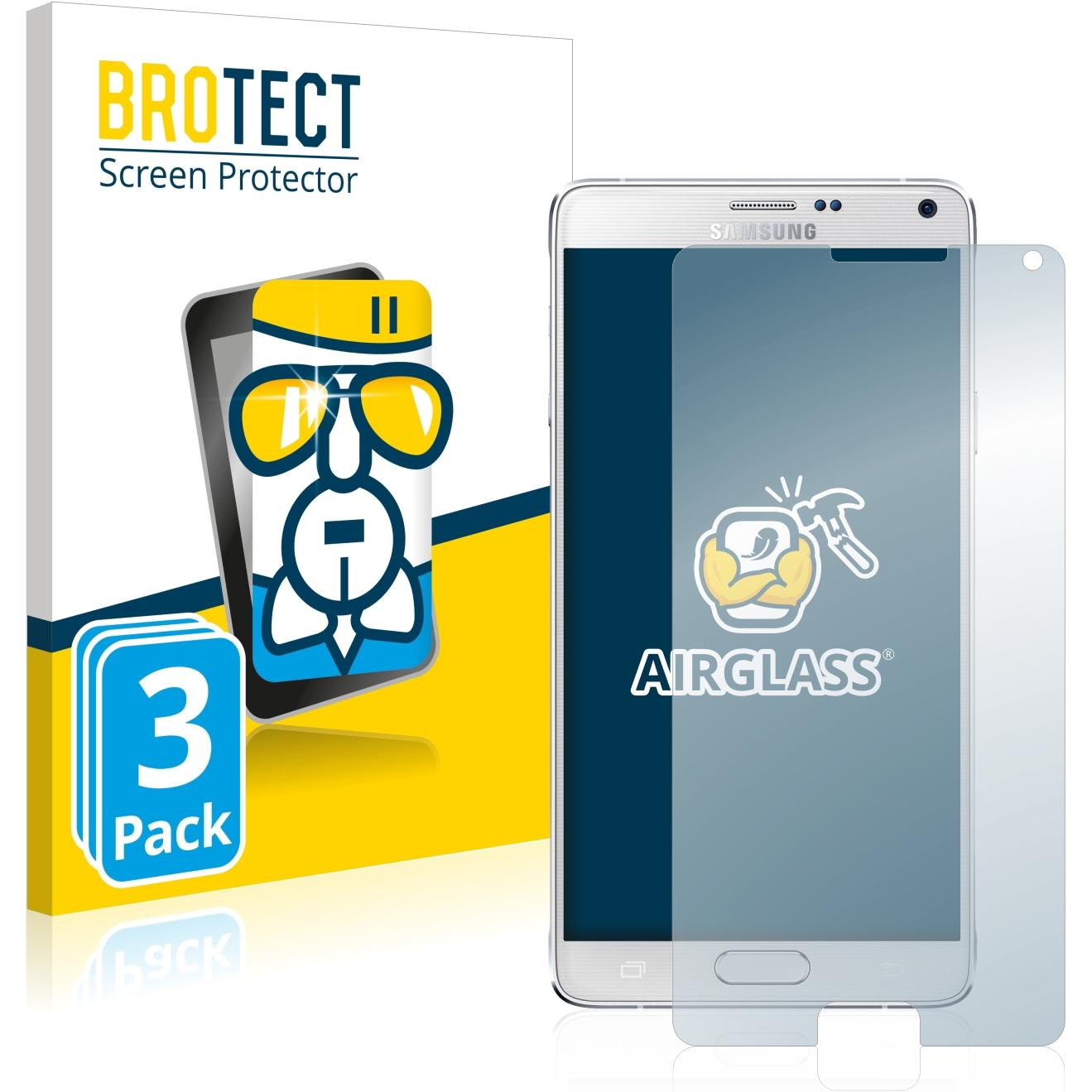 BROTECT AirGlass Panzerglasfolie (3 Stück, Samsung Galaxy Note 4), Smartphone Schutzfolie, Transparent