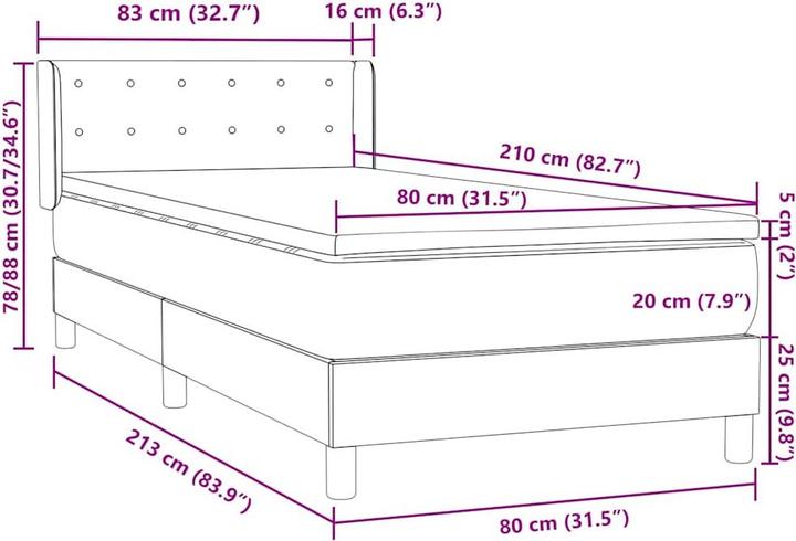 Produktbild vidaXL Boxspringbett (80 x 210 cm)