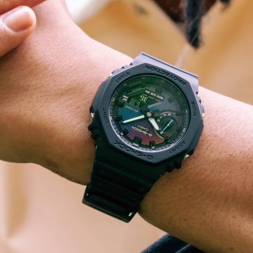 Thumbnail - G-Shock, Armbanduhr, GA-2100RW-1AER, Schwarz, Mehrfarbig, (Taucheruhr, Digitaluhr, 45 mm)