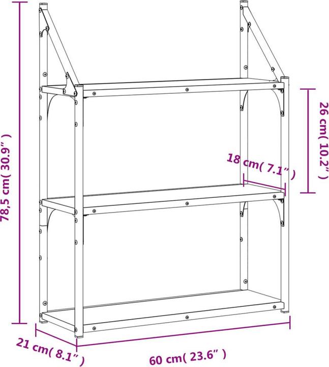 Immagine prodotto vidaXL Wandregal (60 x 21 x 78.50 cm)