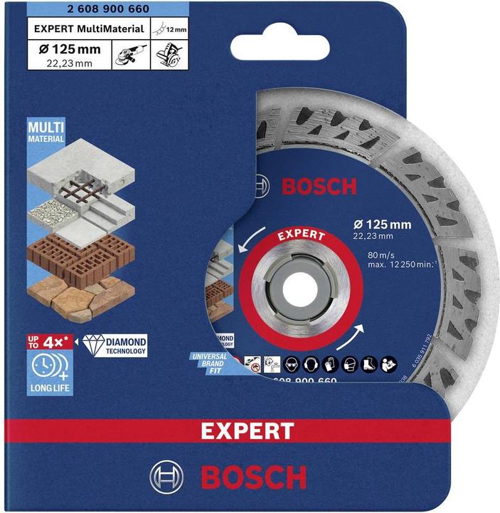 Produktbild Bosch Professional Zubehör EXPERT MultiMaterial Diamanttrennscheiben, 125 x 22,23 x 2,2 x 12 mm