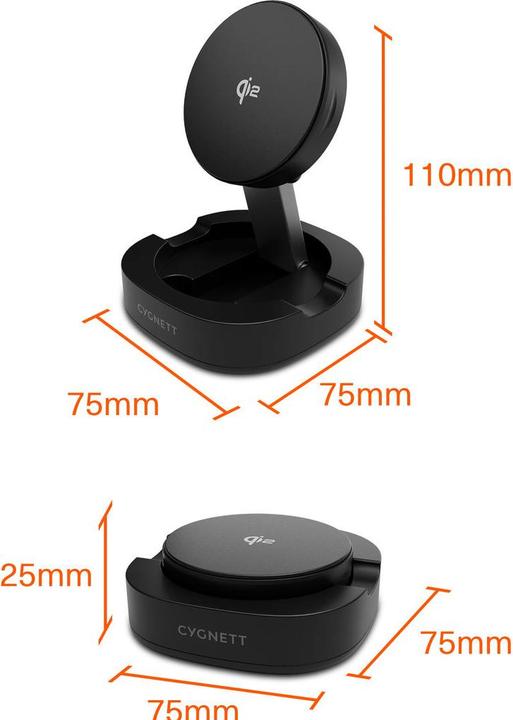 Produktbild Cygnett Chargebase Qi2.0 Single Wireless Charger - Black (15 W)