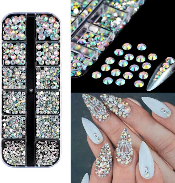 Actual product image Nagellack24 Strasssteine Set (Nail styling set, Iridescent, Silver)