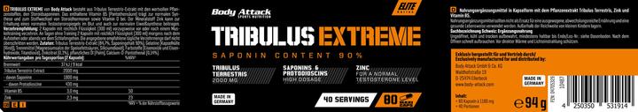 Nutritional values and ingredients Body Attack Tribulus Extreme (80 pcs., Capsules)
