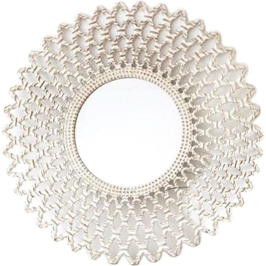 DKD Home Decor, Specchio, Wall mirror Crystal White MDF Wood Stripped (90 x 2,5 x 90 cm)