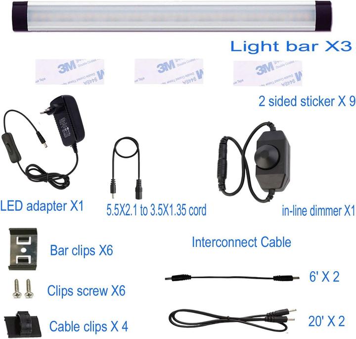 Produktbild Aiboo Unterbauleuchte LED Dimmbar 3er-Set mit Schalter