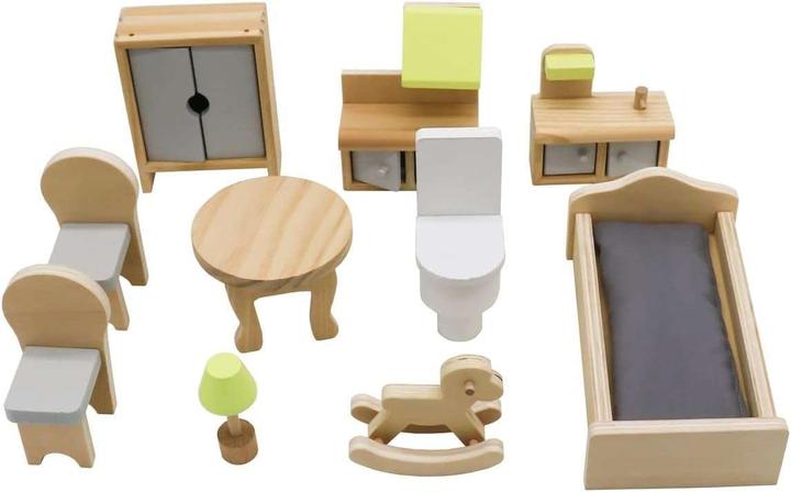 Actual product image Coemo Puppenhaus Anna Puppenstube komplett möbliert Puppen 3 Etagen mit Einrichtung