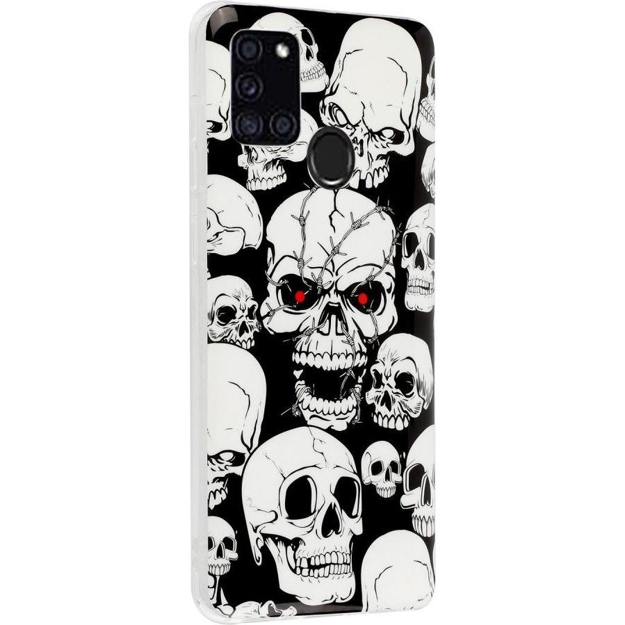 Cover-Discount Galaxy A21s - Fluoreszierendes Silikon Gummi Case Totenkopf (Samsung Galaxy A21s), Smartphone Hülle, Mehr...