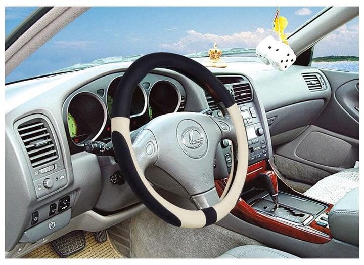 Actual product image Autoserio STEER WHEEL COVER HB-27519/1-5 BLACK/WHI