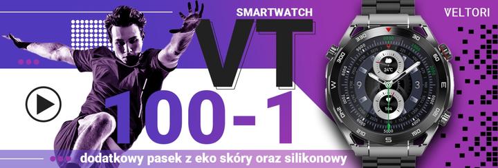 Actual product image Gino Rossi Veltori VT100-1 Smartwatch + schwarzes Silikonarmband + schwarzes Öko-Leder