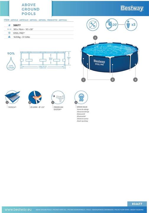 Actual product image Bestway Steel Pro Pool 305x76cm (Ø 305 x 76 cm)