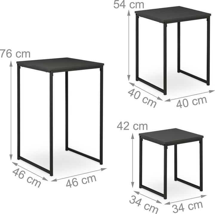 Image du produit Relaxdays Noah (54 x 40 x 40 cm, 46 x 46 x 76 cm, 42 x 34 x 34 cm)