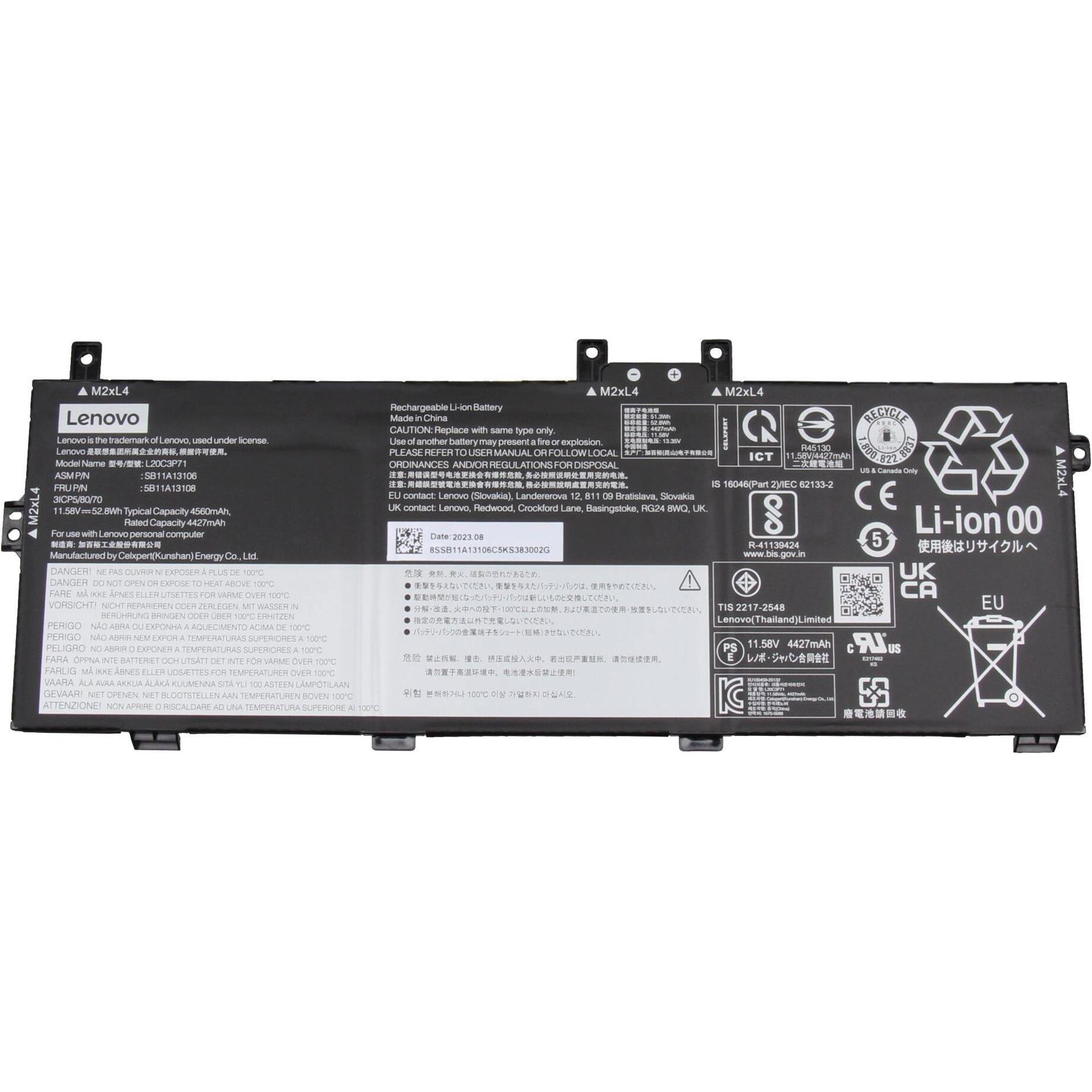 Lenovo L20M3P71 (3 Zellen, 4560 mAh), Notebook Akku