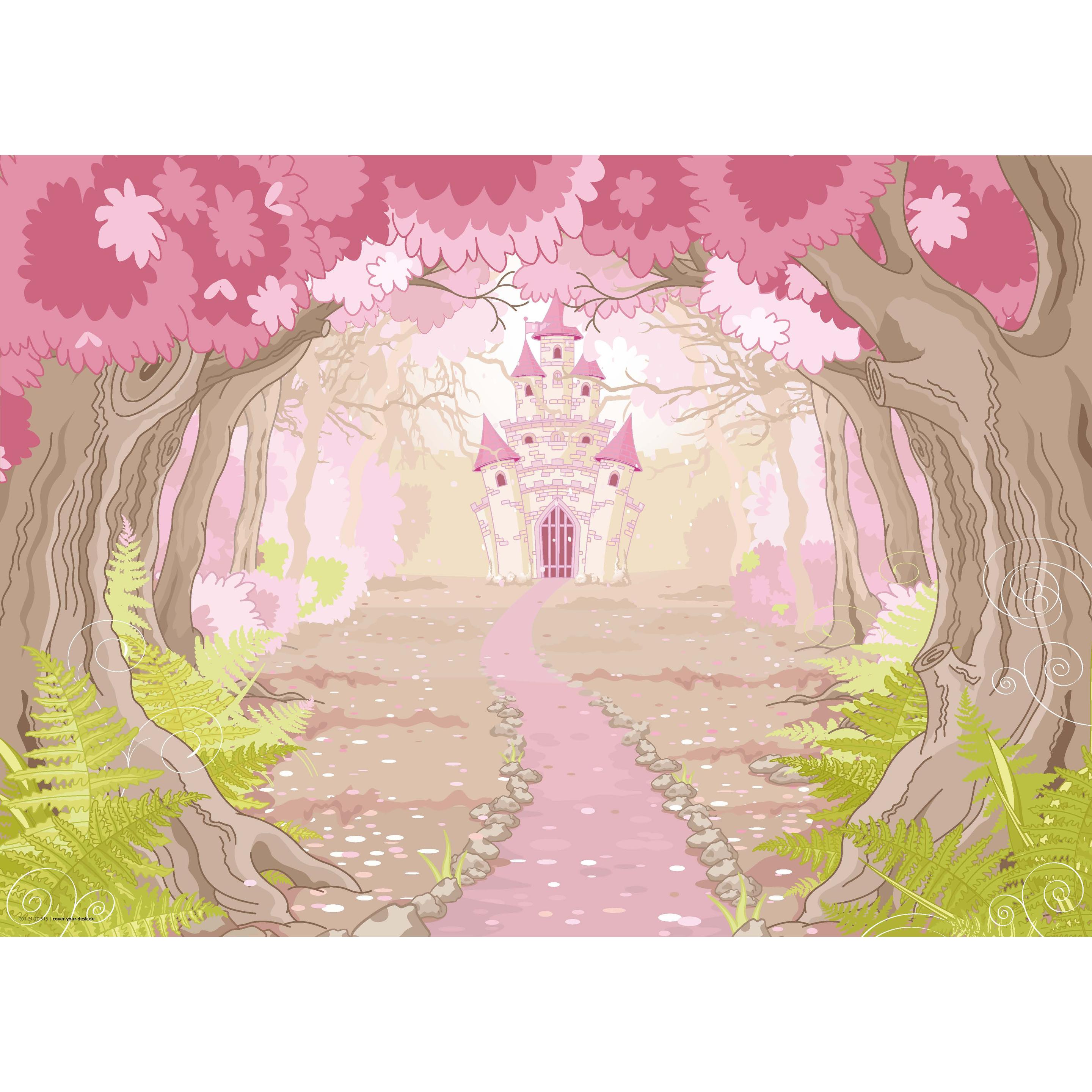 CoverYourDesk, Unterlage, Schreibtischunterlage Märchenschloss im rosa Zauberwald