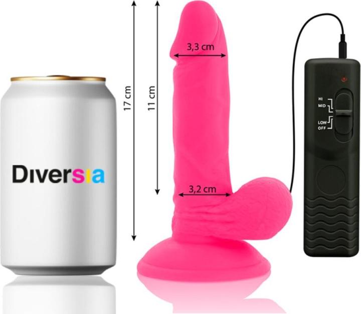 Actual product image Diversia Flexible Vibrating Dildo 17 cm - Pink