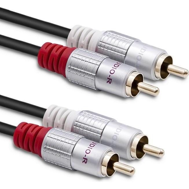 Qoltec 52338 cavo audio 2 x RCA Nero (2 m), Cavo audio
