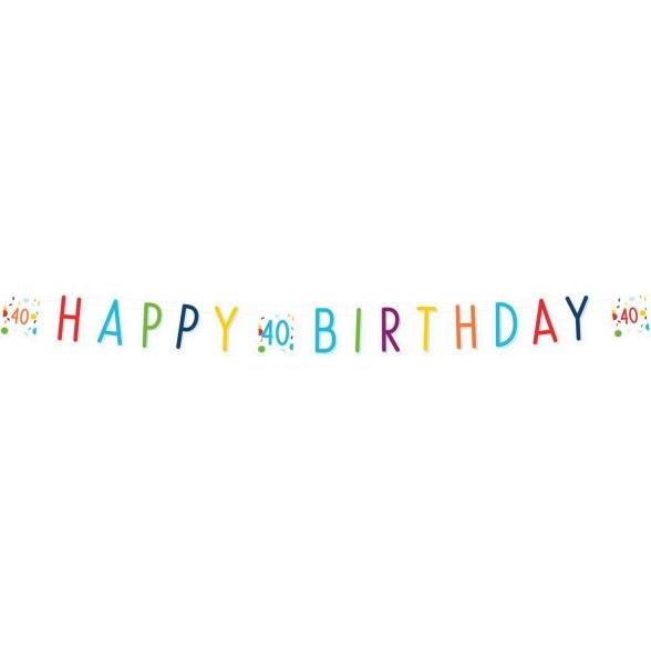 Thumbnail - Magni Amscan 9906769 - Partykette Konfetti Geburtstag 40, Grösse 180 x 13,8 cm, weiss mit Konfetti