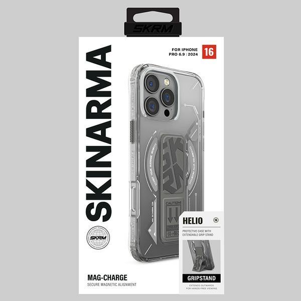 Actual product image Skinarma case Helio iPhone 16 Pro Max 6.9" Magnetic Charging + Grip Stand titanium (Apple iPhone 16 Pro Max)
