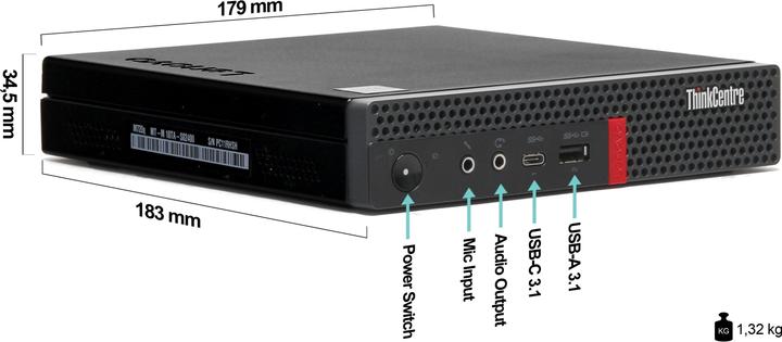 Actual product image Lenovo ThinkCentre M720q Mini PC Dapeng i5 (8 GB, 1000 GB, A / Like new)