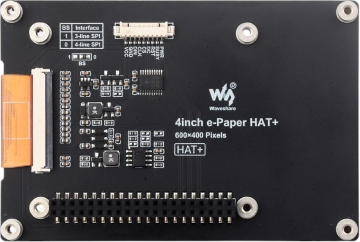 Image du produit WaveShare 600×400 Écran E-Ink couleur 4 pouces Raspberry HAT