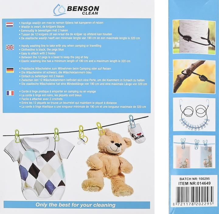 Image du produit Benson Clean Corde à linge 1,9 m - 12 piquets portables