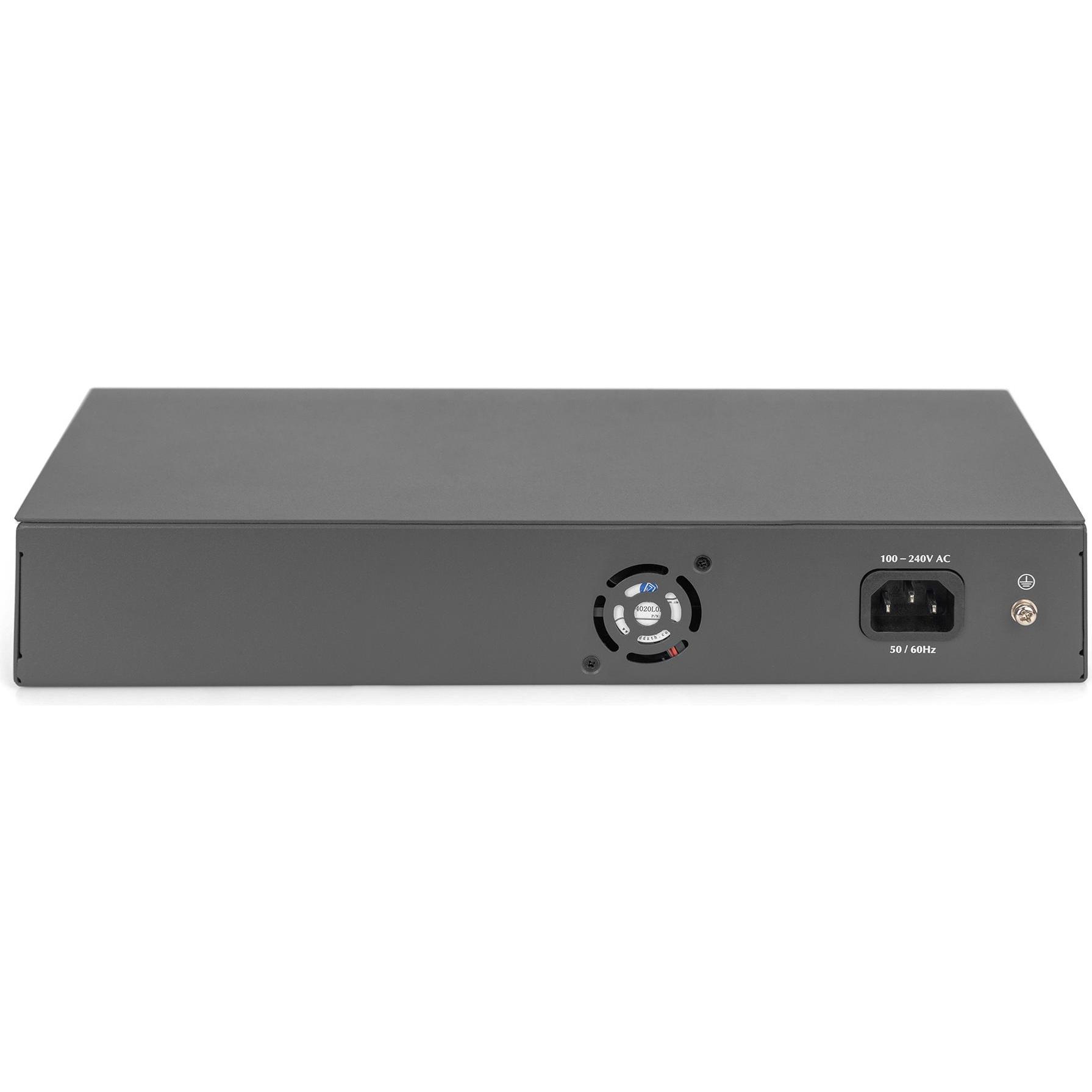 Thumbnail - Digitus 24 Port FE PoE Switch 2 Uplink Ports (SFP / RJ45) (24 Ports), Netzwerk Switch, Schwarz