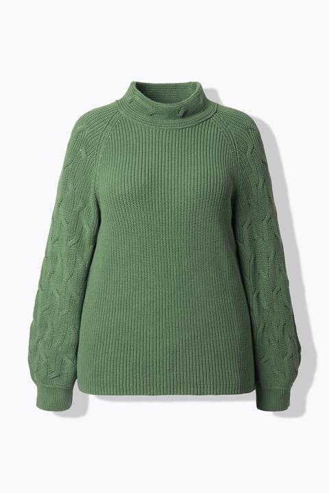 Produktbild Ulla Popken Pullover, Zopfmuster, Stehkragen, Langarm (50, 52)