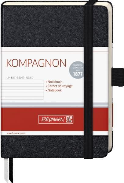 Image du produit Brunnen Carnet de notes KOMPAGNON env. DIN A6 ligné, noir couverture rigide 192, dont 16 détachables Se (A6, À rayures, Couverture rigide)
