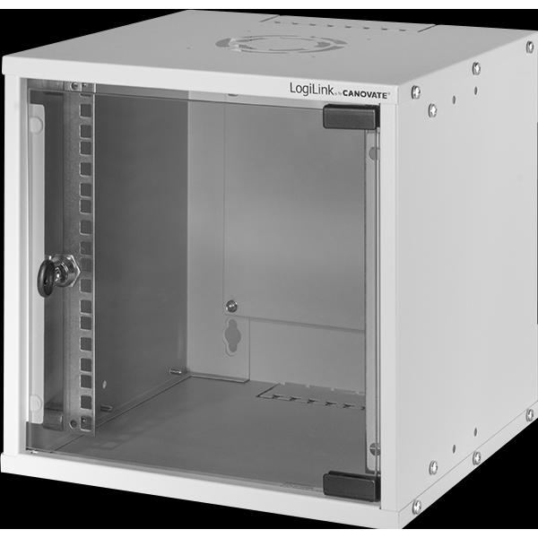 LogiLink W66Z30G - 10" Wandgehäuse 6HE Tiefe 230 mm (6 HE, 10 Zoll Rack), Serverschrank, Grau