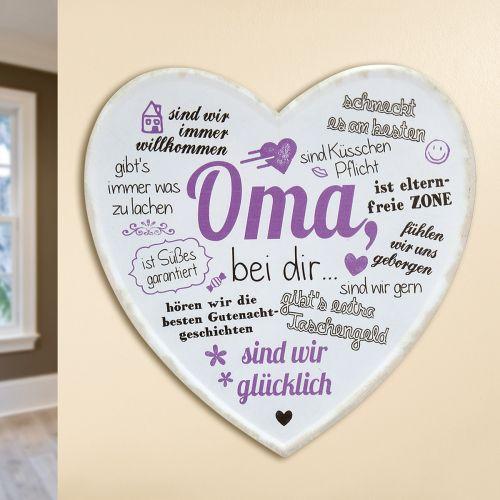 Produktbild Gilde Metall Schild Weisheit Oma vilot/lila/weiss, Herzform, Metall-Druck