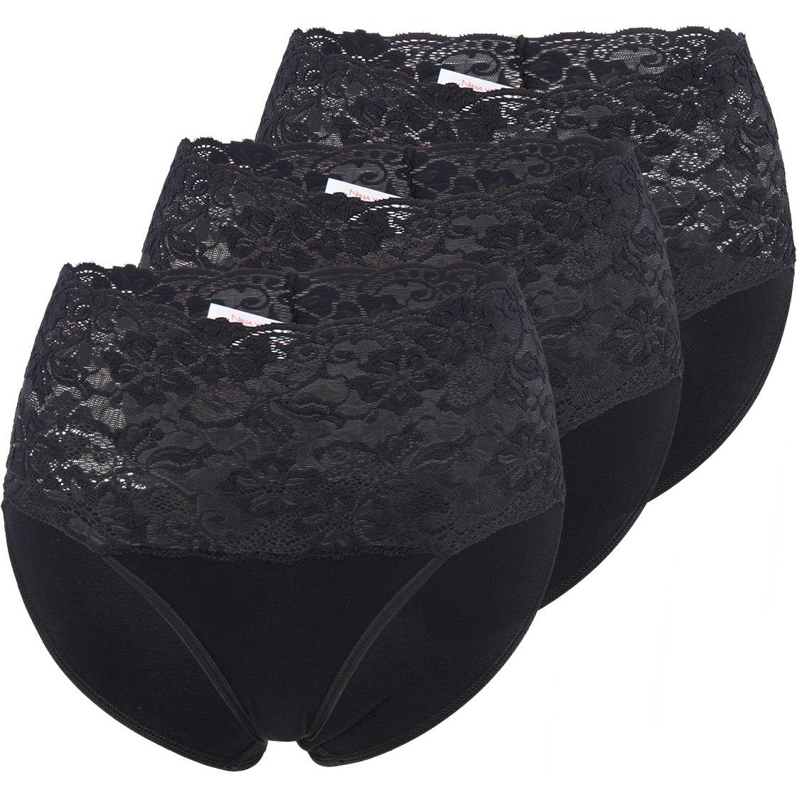 Nina von C., Damen, Unterhosen, 3er Pack Fine Cotton Taillen Slip, Schwarz, (40, 3er Pack)